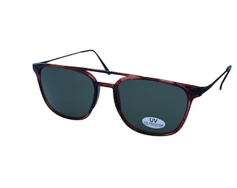80s Vintage Aviator Sunglasses: Tortoise Brown Plastic Frame, UV Lenses