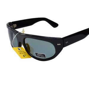70&#39;s Sunglasses, Large Black Frame Wraparounds with Glass Lenses Original Vintage Sunglasses from Japan Unworn Classic