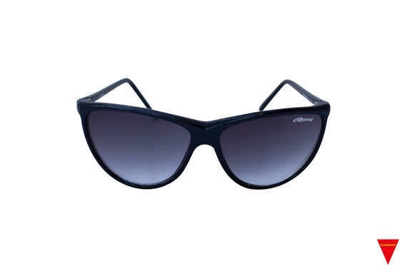 70's Cat Eye Sunglasses, Black Frame with Dark Le… - image 2