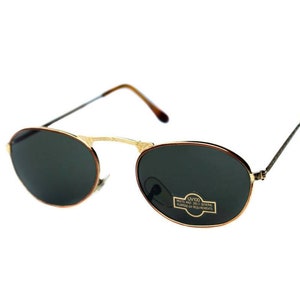 1970s Vintage Oval Gold Frame Sunglasses, with Brown rim  Original Deadstock, Never Worn Classic