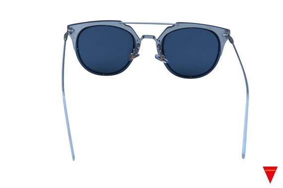 Fancy Black Square Aviator Sunglasses Silver Meta… - image 5