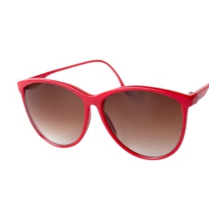 Original Vintage 1980&#39;s Red Cat Eye Sunglasses by Accu Sun, Large Women&#39;s Unworn Frame, Best 80&#39;s Old stock