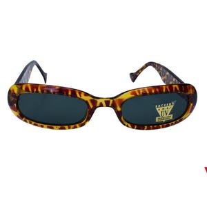 80&#39;s Thin Sunglasses Tortoise Plastic Frame with Dark Lenses, Unworn Original Vintage