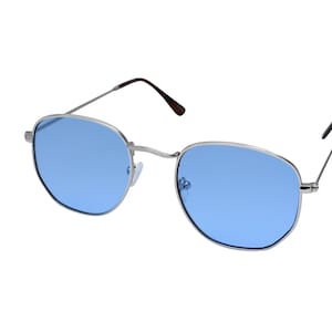 Blue Round Sunglasses 90&#39;s Classic Gold, Silver, Vibe, Metal Glasses, Orange, Yellow, Red Lenses, Women, Men, Unisex