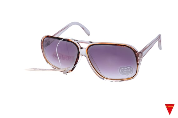 70's Square Brown Aviator Sunglasses Oversize Pla… - image 1
