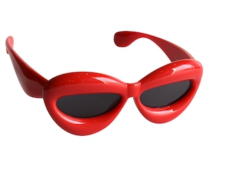 Puffy Sunglasses Vintage Inspired Cateye Sunglasses In Red, Yellow, Black, Pink & Blue Extra Thick Frame