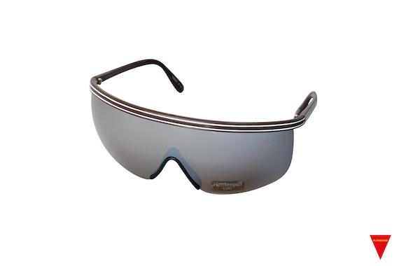 80's Sunglasses, Large Wraparound Brown Mirrored … - image 1