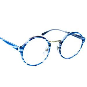 Old Stock 1980&#39;s &quot;Mustang&quot; Blue Frame Elton John Style, Round  Glasses, Original Vintage