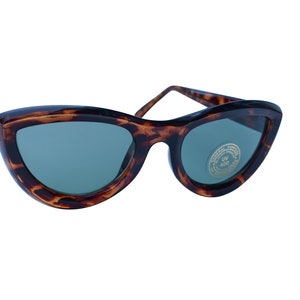 Vintage 80s Cat Eye Sunglasses: Tortoise Frame, Dark Tint Lenses