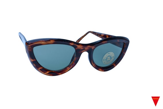Vintage 80s Cat Eye Sunglasses: Tortoise Frame, Dark Tint 
