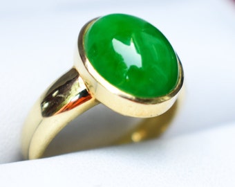 高品質のインペリアルグリーンジェダイト翡翠リング 18k - Etsy 日本