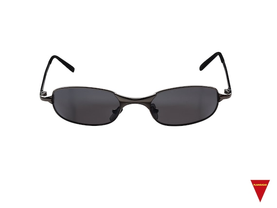 90's Thin Aerospace Metal Sunglasses with Dark Le… - image 1