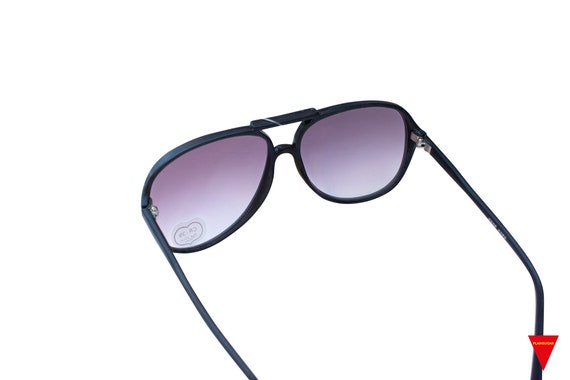 70's Optical Black Oversize Aviator Sunglasses Un… - image 9