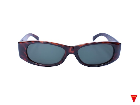 Vintage 90's Brown Rectangular Sunglasses: Thick … - image 1