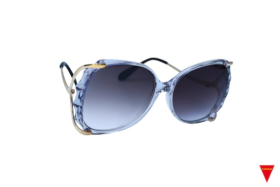 80's Square Sunglasses Women's Lavender Clear Fra… - image 1