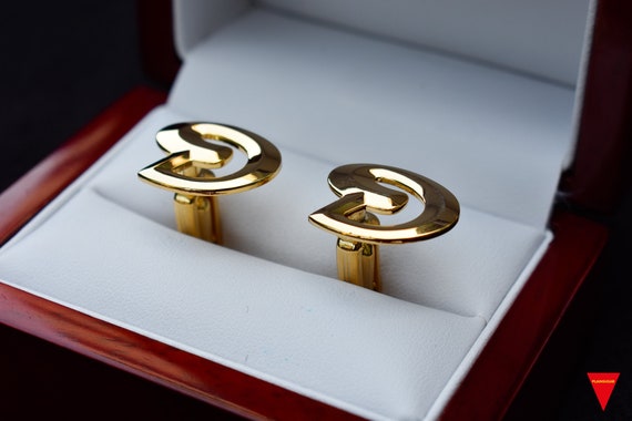 70's "D" Initials Cufflinks, Original Unworn Gold… - image 7