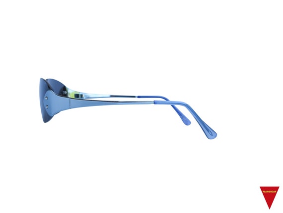 Amazing 90's  Rimless Sunglasses with Blue Sides … - image 4