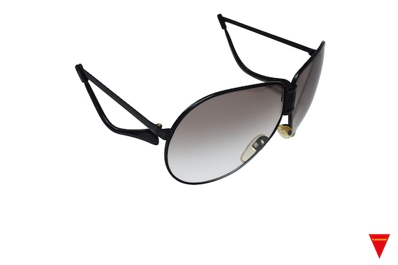 70’s Black Folding Aviator Sunglasses Black Metal… - image 1
