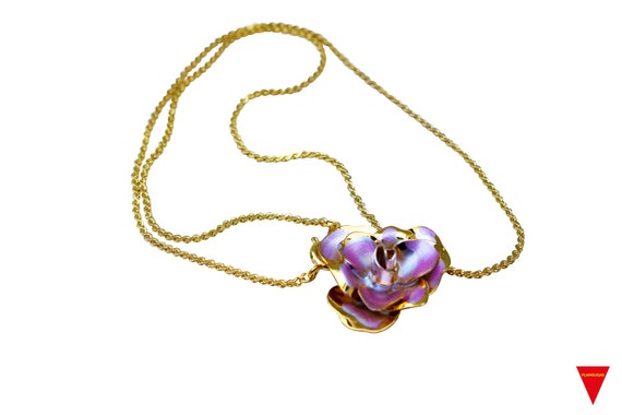 90's Kids Necklacess Dainty Pink Rose Pendant, Go… - image 5