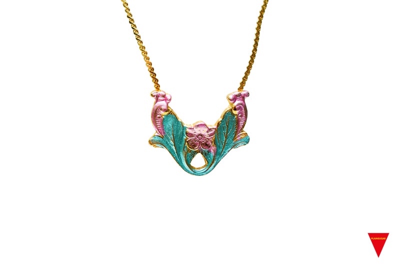 Cute Unworn Original Vintage Simple Girl/'s Jewelry 90/'s with Dainty Gold Necklace Choker 80/'s Fashion Hip HOT Gold Flower Pendant