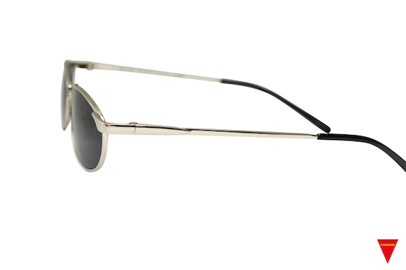 90s Vintage Sunglasses: Silver Metal Frame, Dark … - image 4