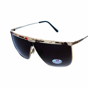 70&#39;s Vintage Square Aviator Sunglasses Gold Metal Frame with Oversized  Lenses