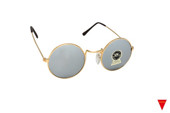 Vintage Sunglasses 1980’s Round Gold Frame Sungla… - image 1