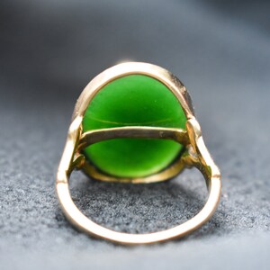 14k Gold Very Dark Green Imperial Jade Ring 15.4 CTW a Grade Untreated ...