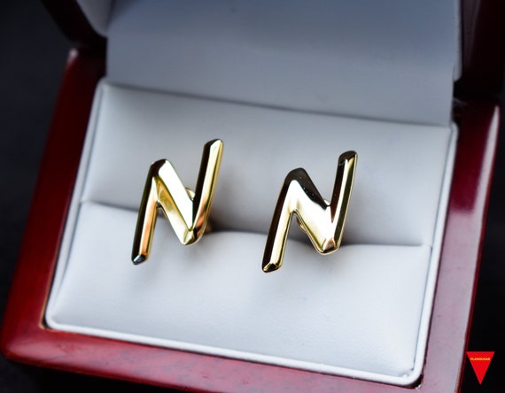 70's Letter "N" Cufflinks, Initials Cufflinks Ori… - image 2