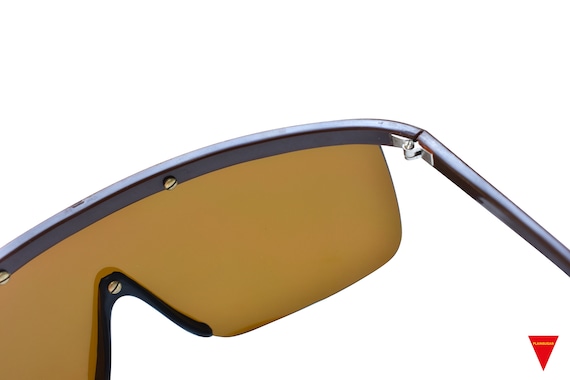 80's Sunglasses, Large Wraparound Brown Mirrored … - image 6