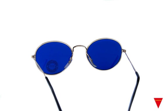 Blue Round Vintage Sunglasses, 70's Original Clas… - image 5