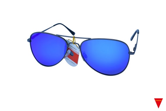 Polarized Vintage Aviator Sunglasses with Blue & … - image 1