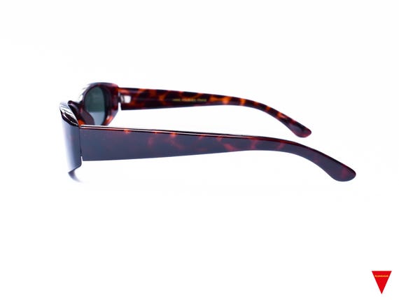 Vintage 90's Brown Rectangular Sunglasses: Thick … - image 3