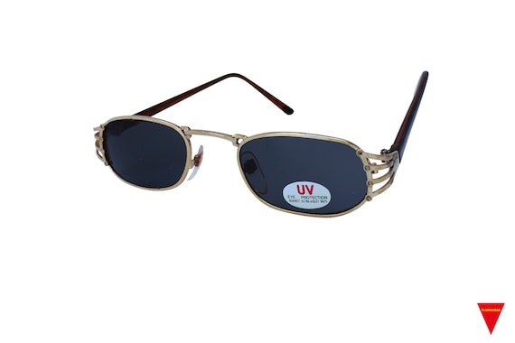 1970’s Original Gold Frame Thin Square Sunglasses… - image 1