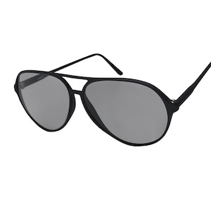 70&#39;s Vintage Black Aviator Sunglasses Thin Black Matte Frame with Light Transition Lenses, Unworn Original