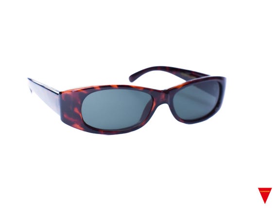 Vintage 90's Brown Rectangular Sunglasses: Thick … - image 2