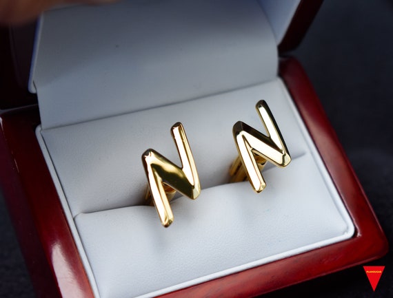 70's Letter "N" Cufflinks, Initials Cufflinks Ori… - image 3