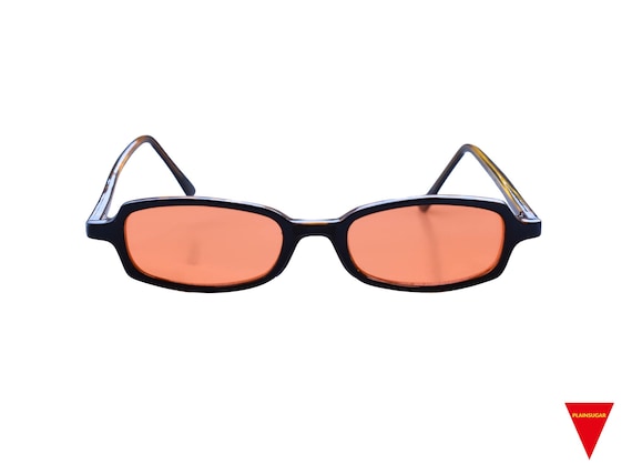 Deep Orange  90's Sunglasses, Small Tortoise Frame with  Orange Lenses, Unworn Original Vintage