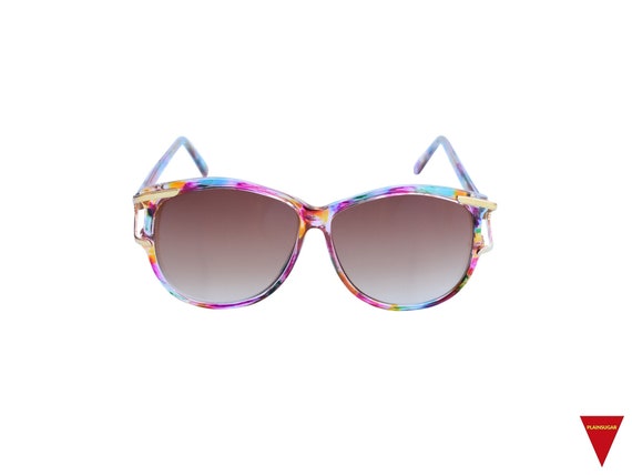 70's Women's Sunglasses with Large Multicolored Fr