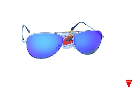 Polarized Vintage Aviator Sunglasses with Blue & … - image 9