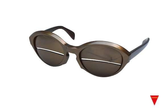 Non Signe Vintage Bronze Metal Oval Sunglasses Authentic Vintage Bronze Metal Frame Oval Sunglasses With  main image 3