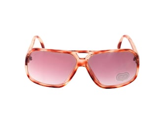 Okulary przeciwsłoneczne Square Tortoise z lat 70., brązowa, oryginalna plastikowa oprawka (nienoszone)