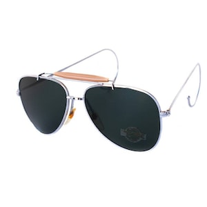 1980’s Silver Aviator Sunglasses with Dark Glass Lenses, Solid High Quality Frames, Deadstock, New Unworn Vintage