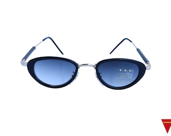 Small Vintage Cat Eye Sunglasses, 90's Black Frame with Retro Gradient Lenses