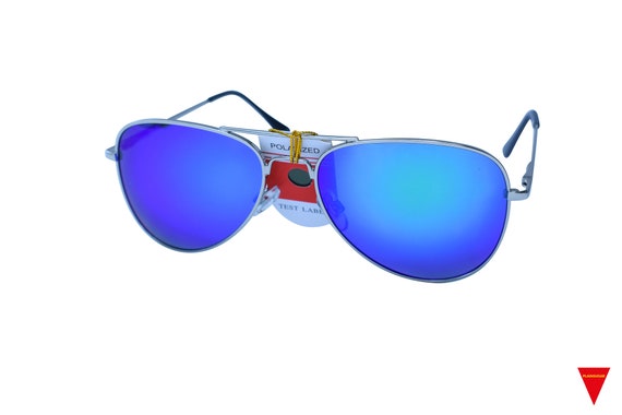 Polarized Vintage Aviator Sunglasses with Blue & … - image 8