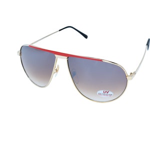 70's Aviator Sunglasses, Red and Gold Metal Glasses, Slightly Mirrored, Unworn Original Vintage