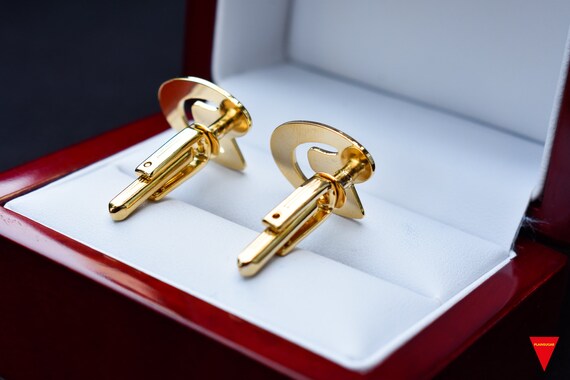 70's "D" Initials Cufflinks, Original Unworn Gold… - image 9