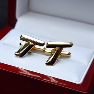 Gemelos con iniciales "T" de los años 70, gemelos Hickok originales de oro sin usar fabricados en EE. UU., gemelos vintage sin usar de alta calidad