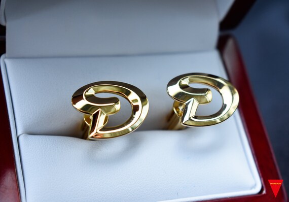 70's "D" Initials Cufflinks, Original Unworn Gold… - image 4