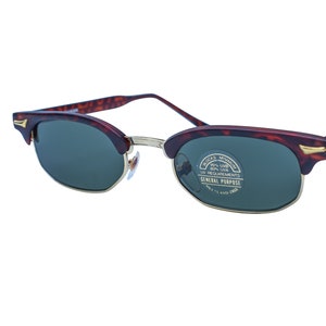 80&#39;s Thin Tortoise Wayfarer Sunglasses Metal Brown Plastic Frame with Dark Lenses, Unworn Original Vintage Classic Style Sunglasses